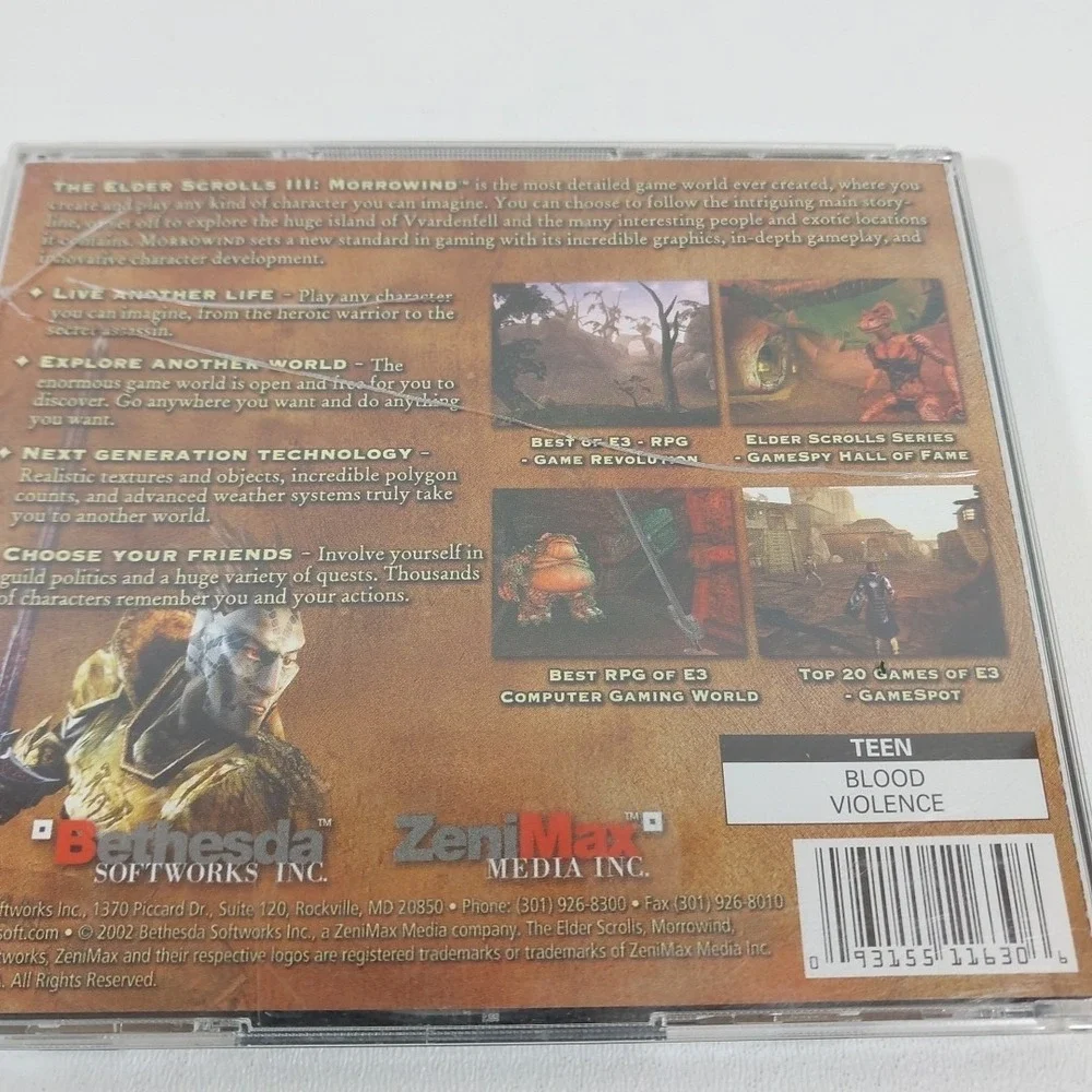 The‎ Elder Scrolls III 3 Morrowind (Windows PC CD, 2002) Complete 2 Disc Set